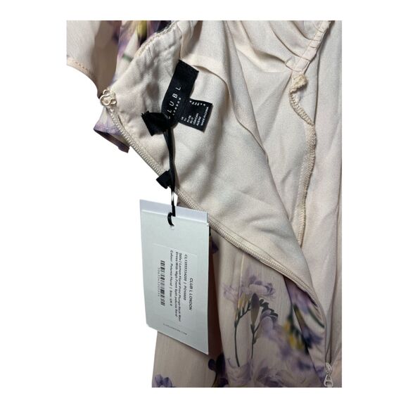 Club L London Floral Print Plunge-Neck Maxi Dress w/ High Front Split | US 4 - Picture 11 of 11